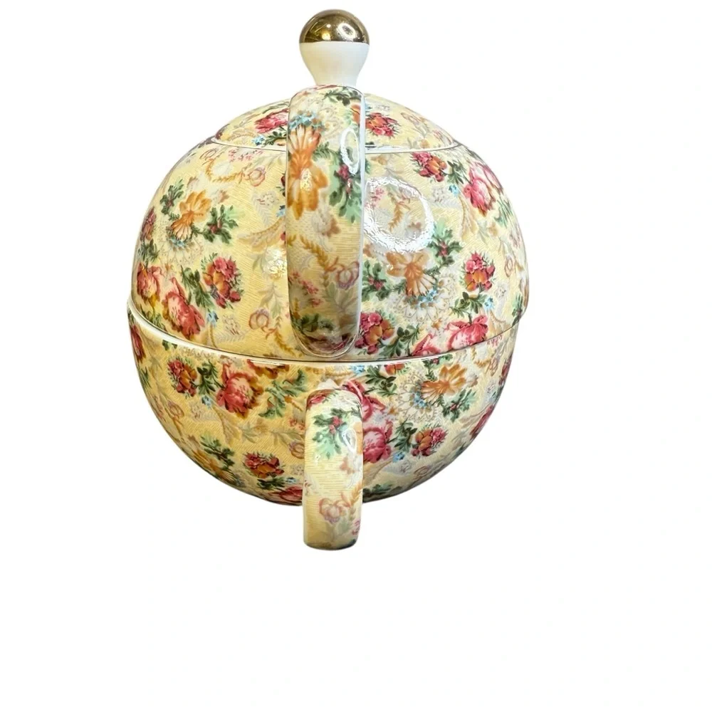 ROYAL PATRICIAN CHINTZ TEA-FOR-ONE TEAPOT & CUP SET – FLORAL VINTAGE